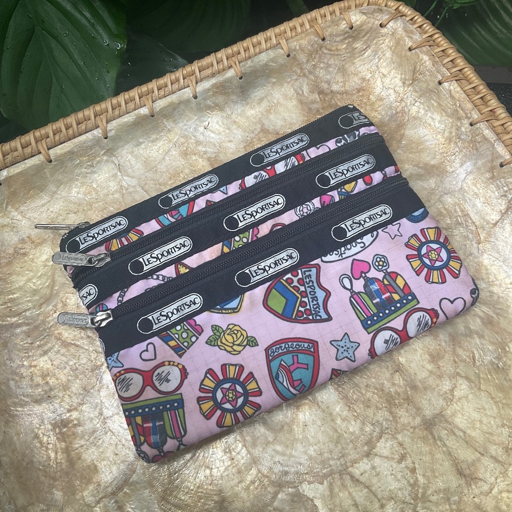 LeSportsac Small 3 Zippered Compartment Pouch